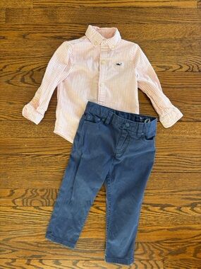 Vineyard Vines Pink Stripe Button-Down Shirt for Kids with Vineyard Vines pants